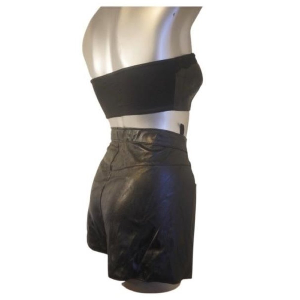Faux leather shorts and bandeau